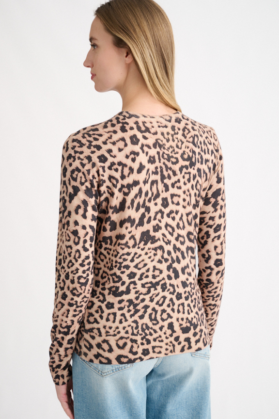 Leopard Print Crew - Kinross Cashmere