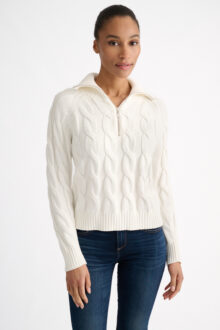 Cable Zip Mock - Kinross Cashmere