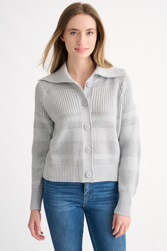 Textured High Street Cardigan - Kinross Cashmere