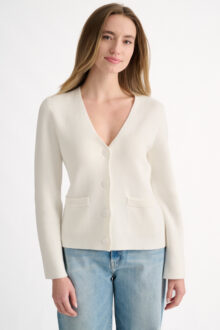 Double Knit Vee Cardigan - Kinross Cashmere