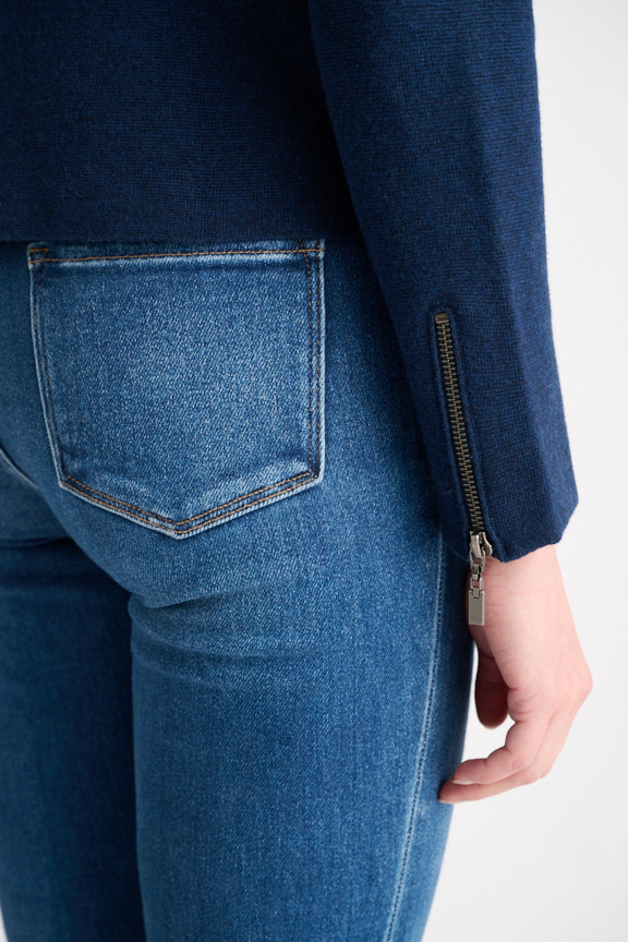 Tailored Zip Mock Cardigan - Kinross Cashmere