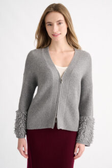 Fringe Sleeve Cardigan - Kinross Cashmere