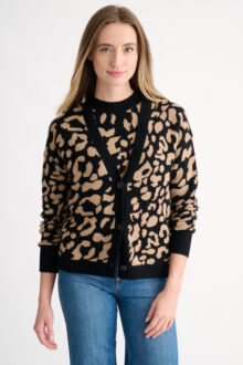 Double Knit Leopard Cardigan - Kinross Cashmere