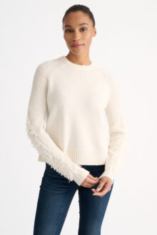 Fringe Sleeve Crew - Kinross Cashmere