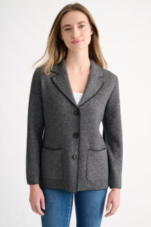 Tweed Notch Collar Cardigan - Kinross Cashmere