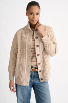 Quilted Cable Cardigan - Kinross Cashmere