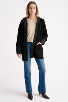 Mixed Media Hooded Cardigan - Kinross Cashmere
