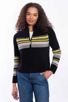 Stripe Rib Qtr Zip Mock