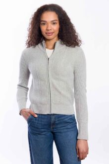 Fashioned Rib Zip Mock Cardigan