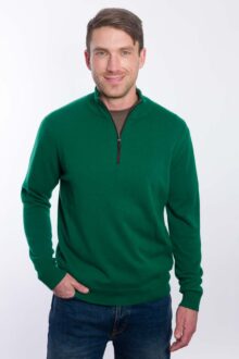 Suede Trim Qtr Zip Mock