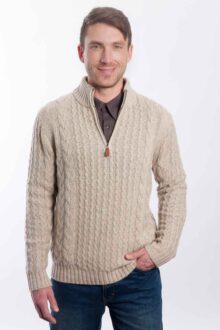 Luxe Cable Qtr Zip Mock