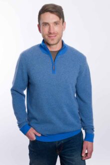 Diagonal Jacquard Qtr Zip Mock