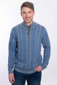 Plaited Cable Qtr Zip Mock