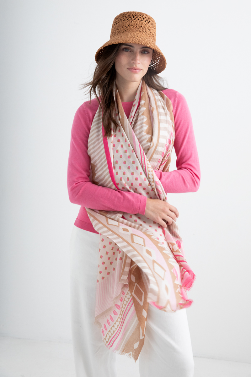 Resort Ready Geo Scarf - Flamingo