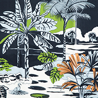 Tropical Paradise Square Scarf - Navy