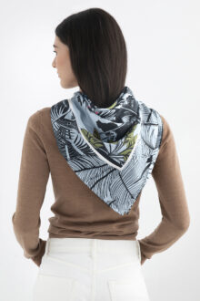 Tropical Paradise Square Scarf - Navy