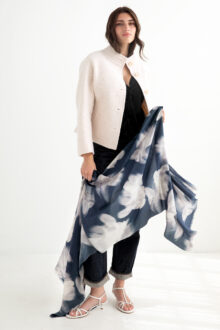 Washed Floral Scarf - Navy