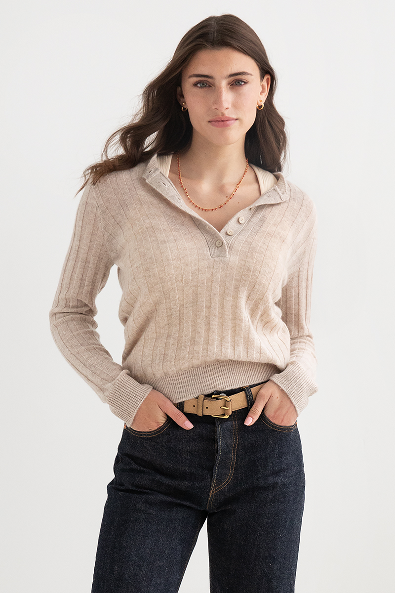 Rib Button Henley