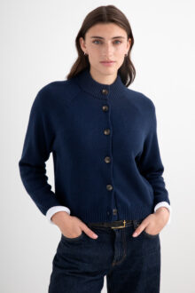 Double Knit Button Mock Cardigan