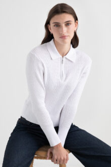 Textured Rib Zip Polo