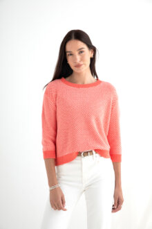 3/4 Sleeve Jacquard Crew