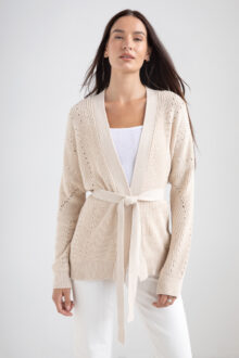 Fashioned Rib Belted Cardigan