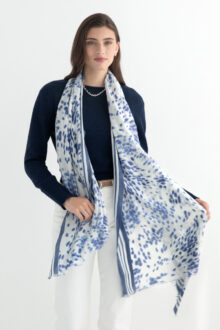 Dotted Animal Print Scarf - Indigo