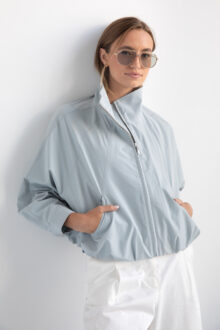 Bubble Hem Zip Mock Jacket
