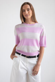 Elbow Slv Wide Stripe Crew