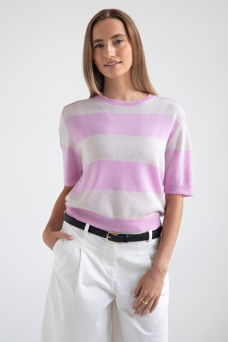 Elbow Slv Wide Stripe Crew