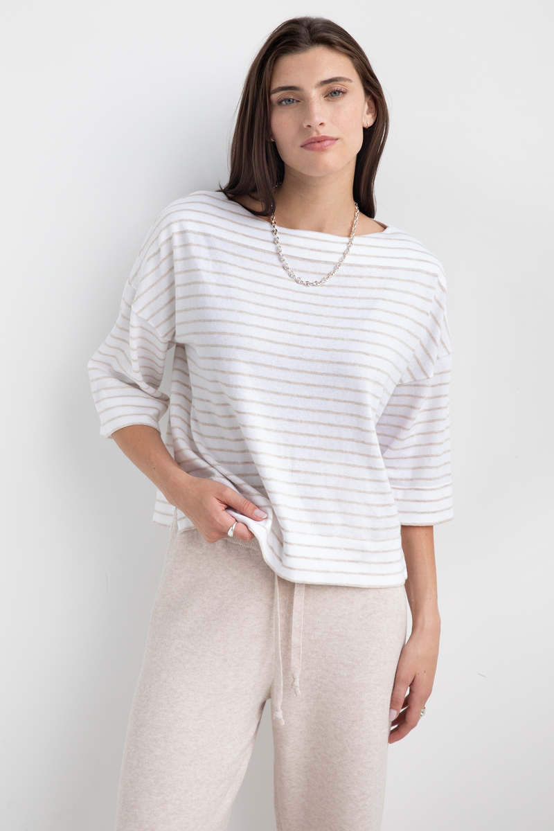 Easy Hi Low Stripe Boatneck