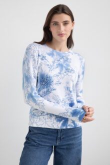 Embroidered Positano Print Crew