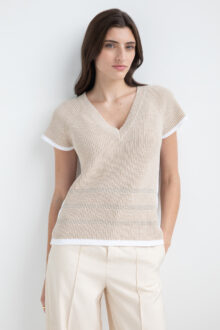 Cap Slv Tipped Raglan Vee