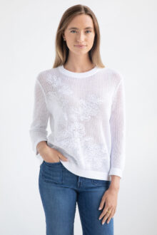 Pointelle Embroidered Crew