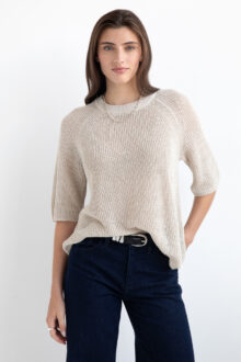 Fashioned Rib Raglan Crew