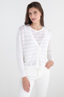 Shadow Stripe Vee Cardigan