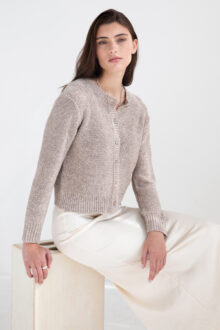 Linen Sequin Crew Cardigan