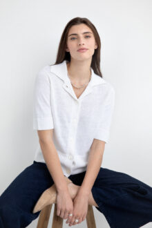 Short Slv Collared Cardigan