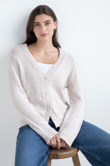 Cotton Slub Vee Cardigan