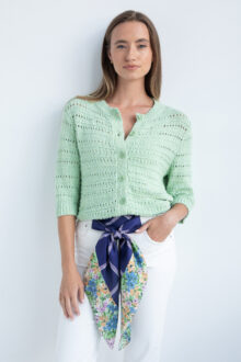 Cotton Slub Openwork Short Slv Cardigan