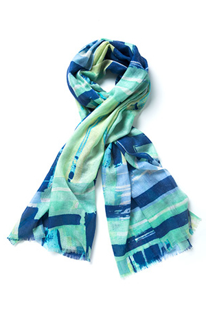 Kinross Cashmere | Brushstroke Plaid Printed Scarf