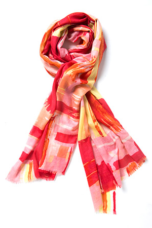 Kinross Cashmere | Brushstroke Plaid Printed Scarf