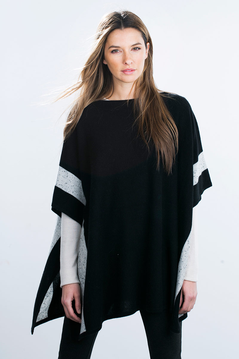 Kinross Cashmere | Stripe Border Poncho