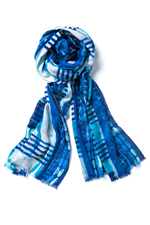 Kinross Cashmere | Seaside Batik Print Scarf