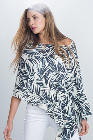 Printed Drape Poncho Kinross Cashmere