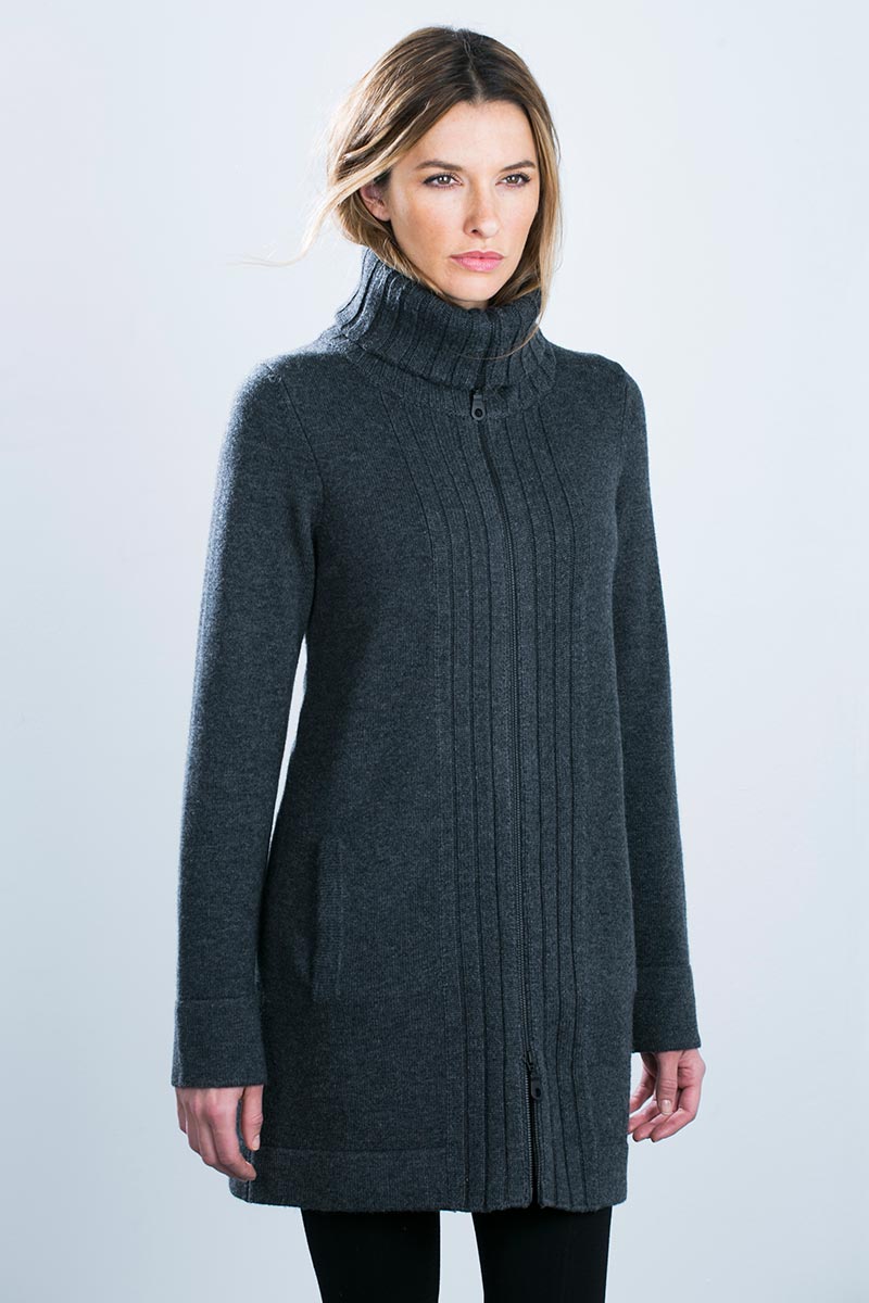 Kinross Cashmere | Chunky Trim Zip Cardigan