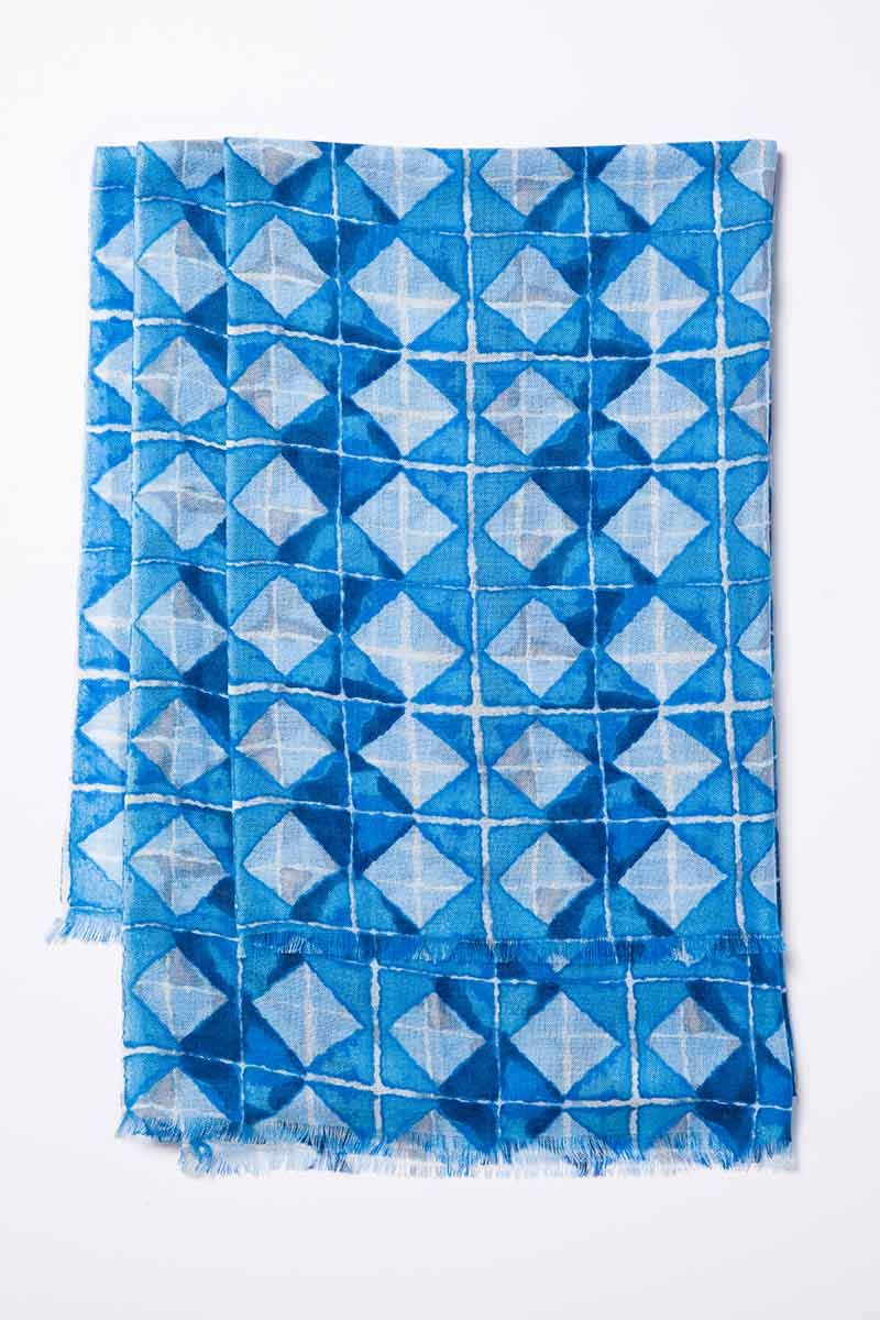 Kinross Cashmere | Resort 2015 | Beach Tile Print Scarf