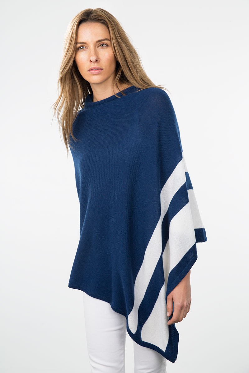 Kinross Cashmere | Resort 2015 | Stripe Border Poncho