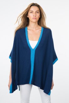 Kinross Cashmere | Resort 2015 | Contrast Trim Poncho