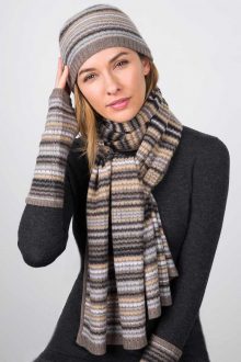 Drop Needle Rib Stripe Scarf Kinross Cashmere